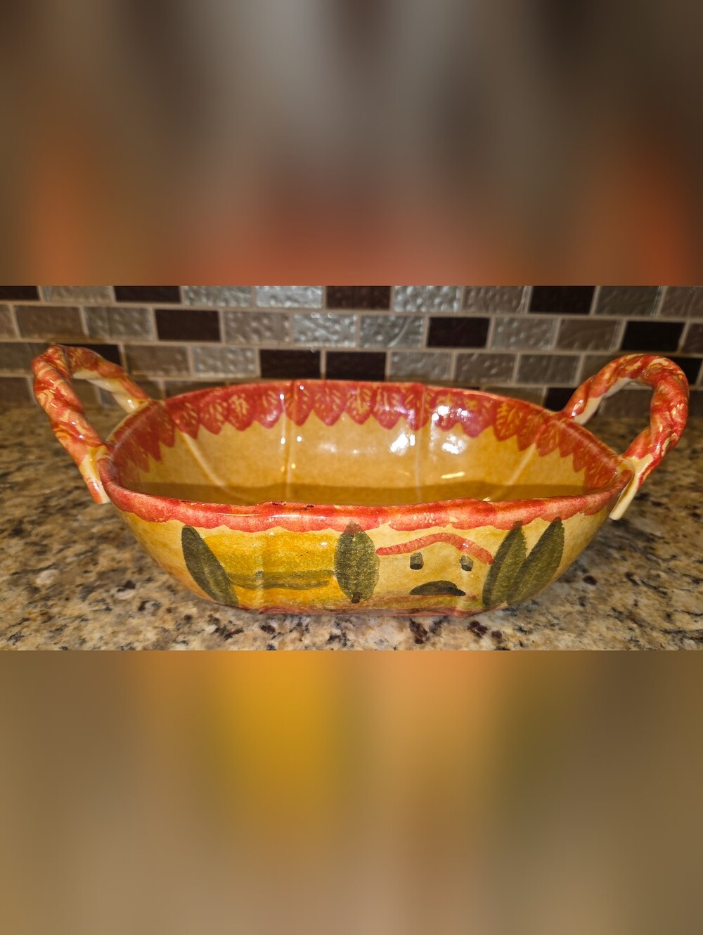 VTG EUC Italica Ars Hand Painted Italian Pottery Bowl Tuscan Landscape